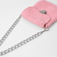 Цепочка для сумки, с карабинами, металлическая, ребристая, 27 &times; 20 мм, 60 см, цвет серебряный