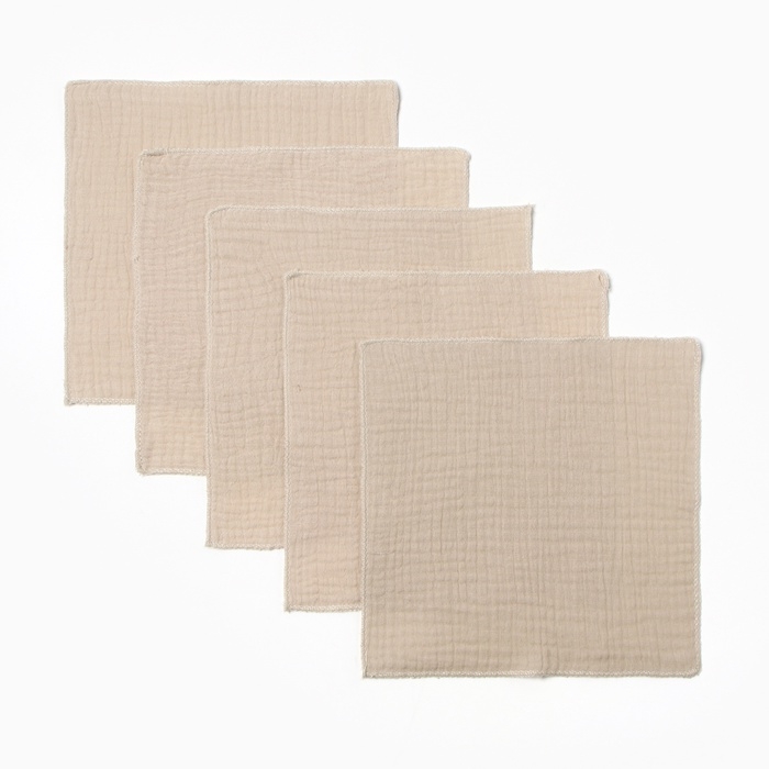 Набор платочков Крошка Я Almond milk 20*20 см-5 шт, муслин, 100 % хлопок Набор платочков Крошка Я Almond milk 20*20 см-5 шт, муслин, 100 % хлопок