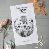 Полотенце кухонное Доляна &laquo;Дом там где сердце&raquo; 35х60 см, 100% хл, 160г/м2
