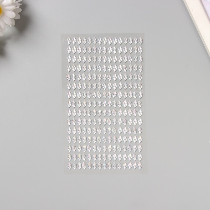 Наклейка пластик стразы "Капли" серебро 15х9 см