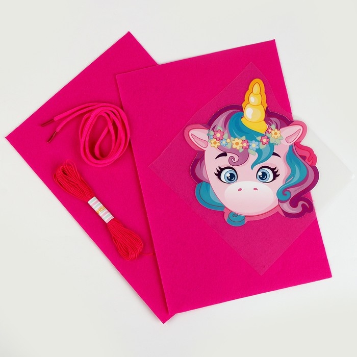 Набор для создания сумки из фетра &laquo;Волшебный единорог&raquo;, с термонаклейкой