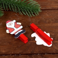 Прищепки декор новогодние "Дед Мороз" с блёстками, набор 10 штук Прищепки декор новогодние "Дед Мороз" с блёстками, набор 10 штук