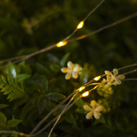 Гирлянда &laquo;Нить&raquo; 10 м роса, IP44, серебристая нить, 100 LED, свечение жёлтое, 2 режима, солнечная батарея