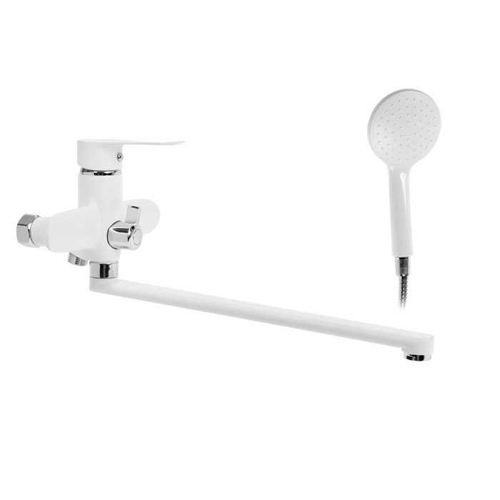 Смеситель для ванны ZEIN Z3415, картридж 35 мм, с душевым набором, цинк, белый/хром Смеситель для ванны ZEIN Z3415, картридж 35 мм, с душевым набором, цинк, белый/хром