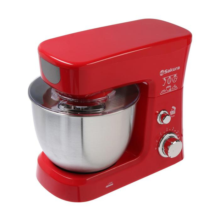 Миксер Sakura SA-6327R, планетарный, 1000 Вт, 3.5 л, 6 скоростей, 3 насадки, красный Миксер Sakura SA-6327R, планетарный, 1000 Вт, 3.5 л, 6 скоростей, 3 насадки, красный
