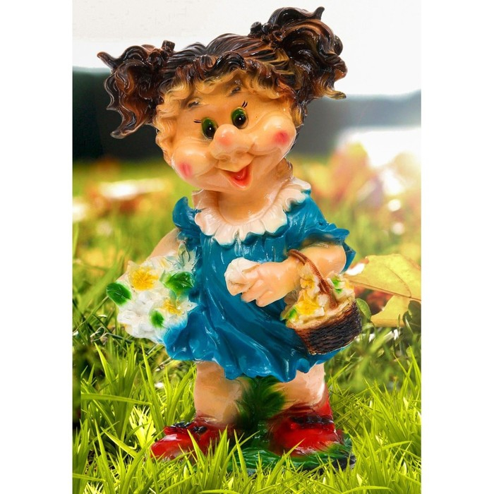 Садовая фигура Садовая фигура "Гном девочка с цветами" большая 30х29х58см МИКС