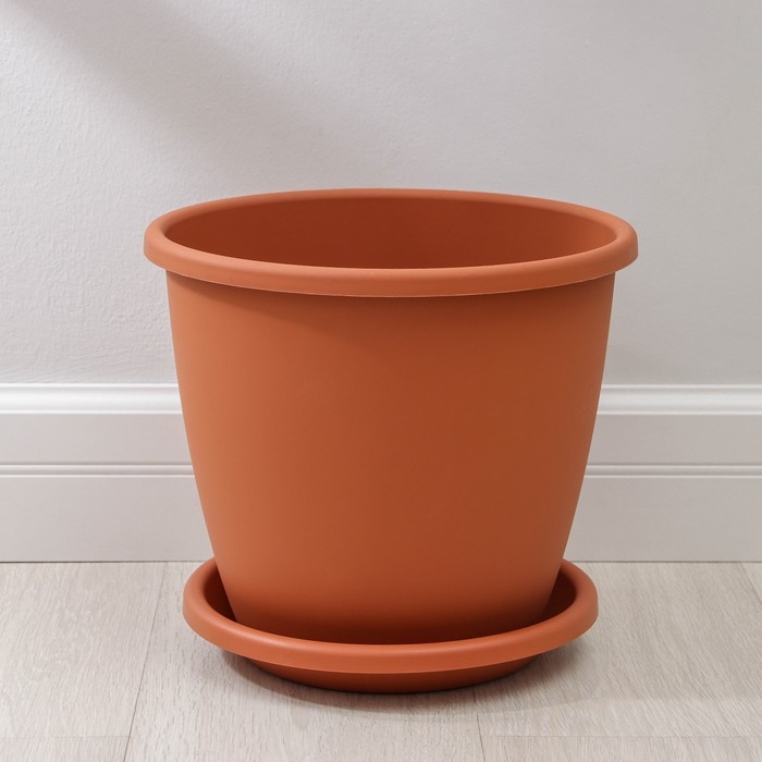 Горшок для цветов с поддоном &laquo;Афина&raquo;, 11 л, пластиковый, цвет коричневый