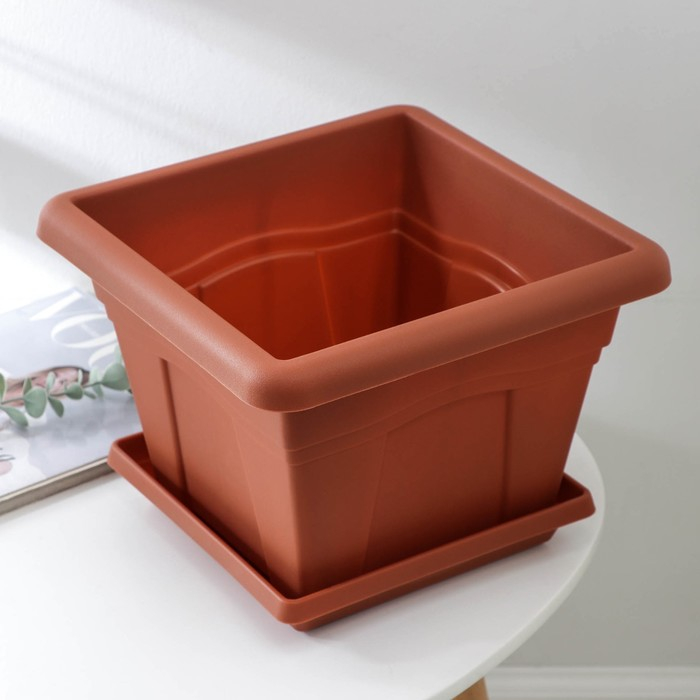 Горшок с поддоном &laquo;Квадро&raquo;, 8,1 л, цвет терракотовый