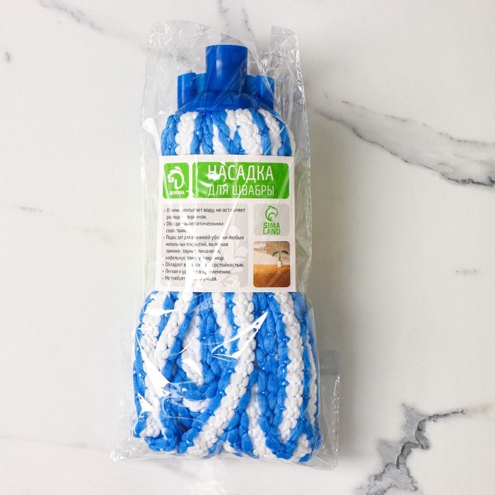 Насадка для швабры верёвочная Доляна, микрофибра 28&times;7&times;7 см,цвет белый, голубой