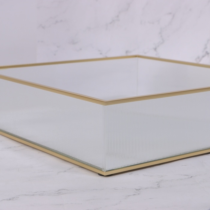 Органайзер для хранения &laquo;RIPPLES&raquo;, стеклянный, с зеркальным дном, 1 секция, 24 &times; 24 &times; 6 см, цвет прозрачный/медный