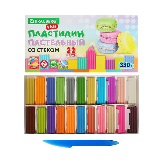 Пластилин 22цв 330г BRAUBERG KIDS, со стеком.ВЫСШЕЕ КАЧЕСТВО Пластилин 22цв 330г BRAUBERG KIDS, со стеком.ВЫСШЕЕ КАЧЕСТВО