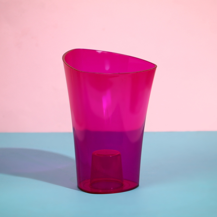 Горшок для орхидей, 1,3 л, 13,6 &times; 14,1 &times; 20 см, пластик, прозрачно-малиновый