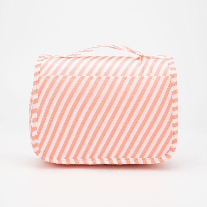 Косметичка-несессер на липучках, с ручкой, с крючком, с ручкой, цвет розовый