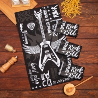 Набор кухонных полотенец Доляна Les't rock, 35х60 см - 4 шт, 100% хл Набор кухонных полотенец Доляна Les't rock, 35х60 см - 4 шт, 100% хл