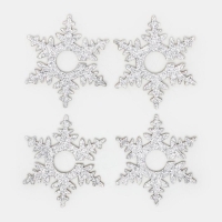 Новый год. Набор для декора бокалов "Снежинка", 4 шт, цв.серебро, 6,5 см, 100% п/э, фетр Новый год. Набор для декора бокалов "Снежинка", 4 шт, цв.серебро, 6,5 см, 100% п/э, фетр