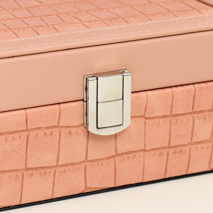 Шкатулка кожзам для украшений Шкатулка кожзам для украшений "Розовый питон" комбинированная 7,5х14х20 см