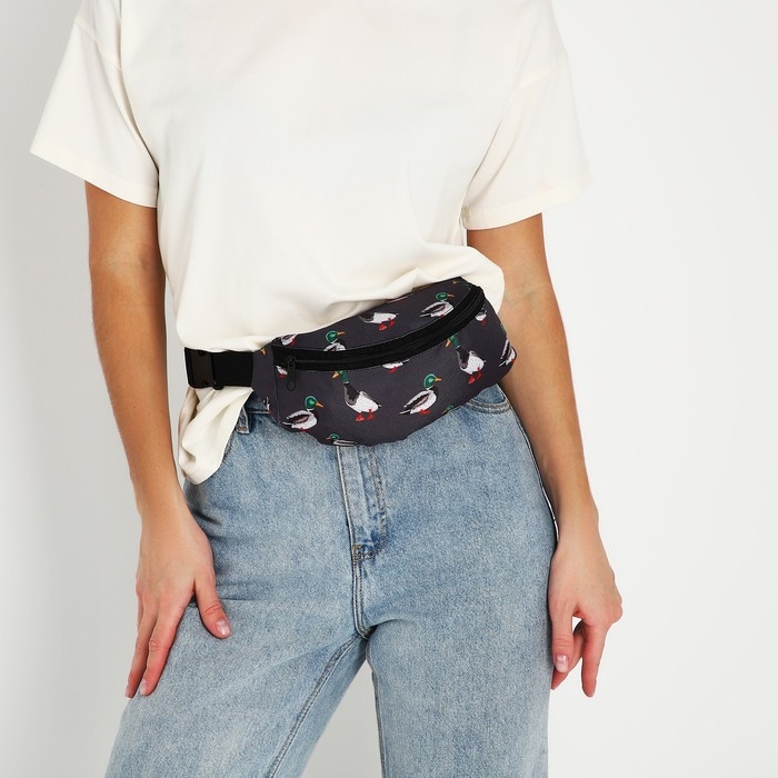 Сумка поясная Утки, 32х8х15 см, отд на молнии, цвет серо-зелёный Сумка поясная Утки, 32х8х15 см, отд на молнии, цвет серо-зелёный