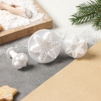 Набор плунжеров кондитерских новогодний Доляна «Снег», 3 шт: d=6, d=5, d=4 см, цвет белый Набор плунжеров кондитерских новогодний Доляна «Снег», 3 шт: d=6, d=5, d=4 см, цвет белый