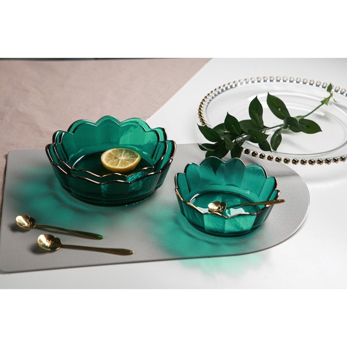 Салатник стеклянный фигурный &laquo;Цветочный&raquo;, 500 мл, 15&times;5 см