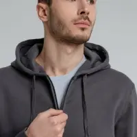 Толстовка на молнии с капюшоном унисекс King, темно-серая, размер 3XL