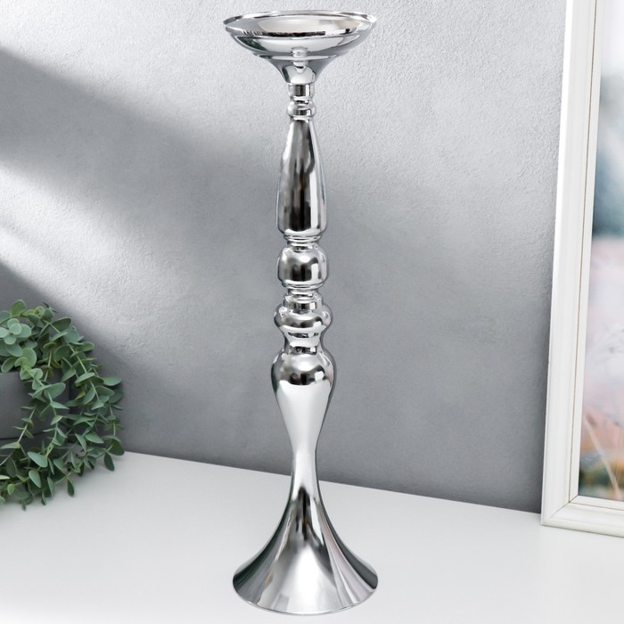 Подсвечник металл на 1 свечу Подсвечник металл на 1 свечу "Изящный" серебристый 50х13х13 см