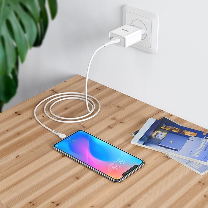 Сетевое зарядное устройство Hoco C81A, USB, 2.1 А, кабель microUSB 1 м, белый Сетевое зарядное устройство Hoco C81A, USB, 2.1 А, кабель microUSB 1 м, белый