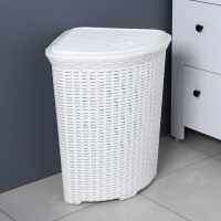 Корзина для белья угловая с крышкой &laquo;Ротанг&raquo;, 60 л, 40&times;40&times;58 см, цвет белый
