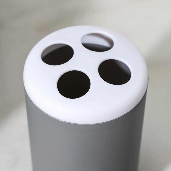 Набор аксессуаров для ванной комнаты &laquo;Лайт&raquo;, 6 предметов (мыльница, дозатор, 2 стакана, ёршик, ведро), цвет серый