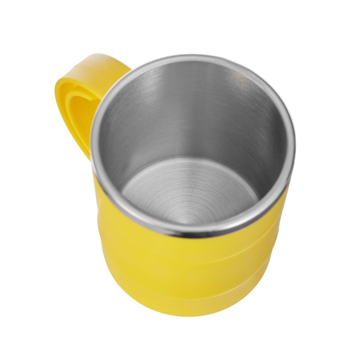 Термокружка Термокружка "Мастер К" Поход, 450 мл, с ручкой, сохраняет тепло 2 ч, 12.5 х 10.5 см, желтая