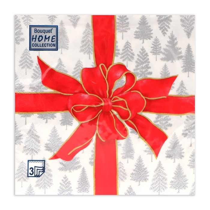 Новогодние салфетки бумажные Home Collection Сlassic &laquo;Чудесный подарок&raquo;, 3 слоя, 33х33 см, 20 шт