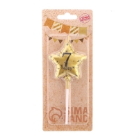 Свеча в торт на шпажке "Воздушный шарик.Звезда", цифра 7, 11х5 см, золотая Свеча в торт на шпажке "Воздушный шарик.Звезда", цифра 7, 11х5 см, золотая