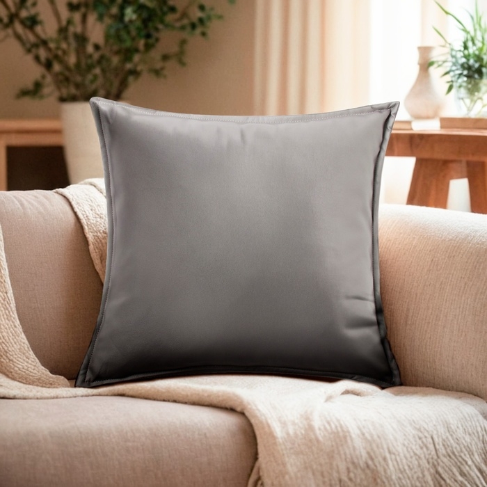 Наволочка декоративная Наволочка декоративная "Этель" кожзам 45х45 см, серый