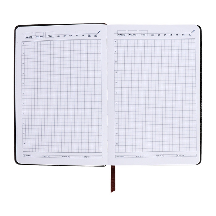 Ежедневник недатированный, А5, 140л, клетка, обл.кожзам, с хлястиком, Стайл, черный