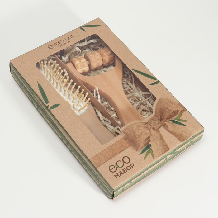 Подарочный набор &laquo;Натуральность&raquo;, 2 предмета: массажёр, массажная расчёска, цвет &laquo;светлое дерево&raquo;