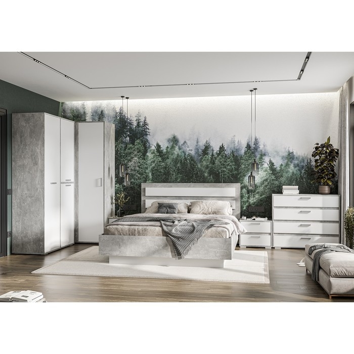 Комод Денвер 4 ящика, 995х354х836, Белый/Ателье светлый Комод Денвер 4 ящика, 995х354х836, Белый/Ателье светлый