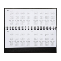 Планинг датированный 2024 года, 294 х 142 мм, 64 листа, на гребне, Attomex.Lancaster, твёрдая обложка балакрон, блок 70 г/м2, чёрный