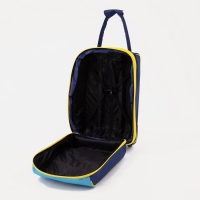 Чемодан малый 37 л (S), с расширением, сумка дорожная на молнии, цвет синий/оранжевый