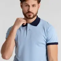Рубашка поло Prince 190 голубая с темно-синим, размер S