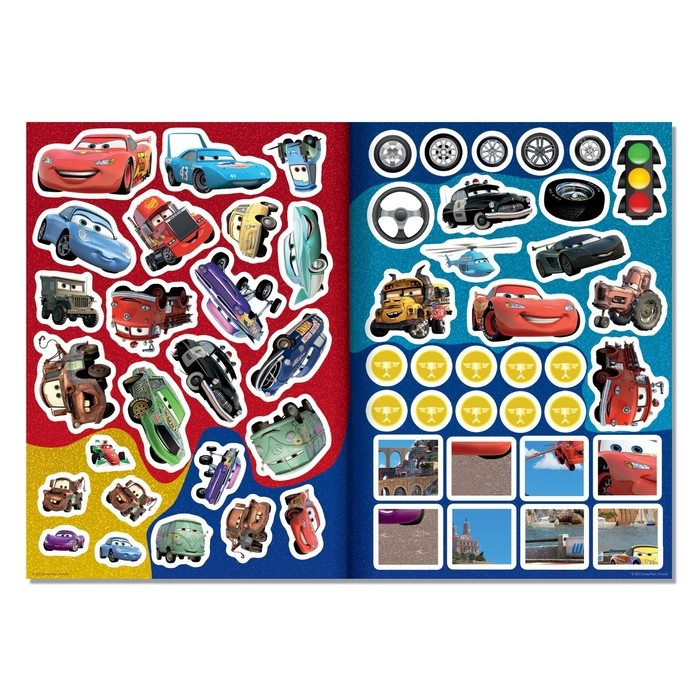 Набор &laquo;Учим цвета и решаем задачки&raquo;: 2 книги-раскладушки + многоразовые наклейки + 2 маркера, Тачки