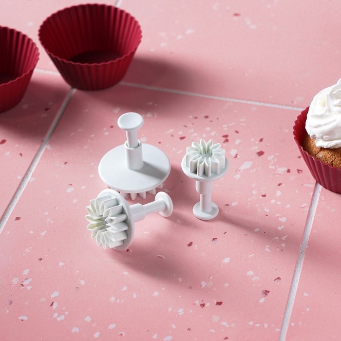 Набор плунжеров кондитерских Доляна «Герберы», 3 шт, размеры цветков: 4,3 см, 4,8 см, 5,5 см Набор плунжеров кондитерских Доляна «Герберы», 3 шт, размеры цветков: 4,3 см, 4,8 см, 5,5 см