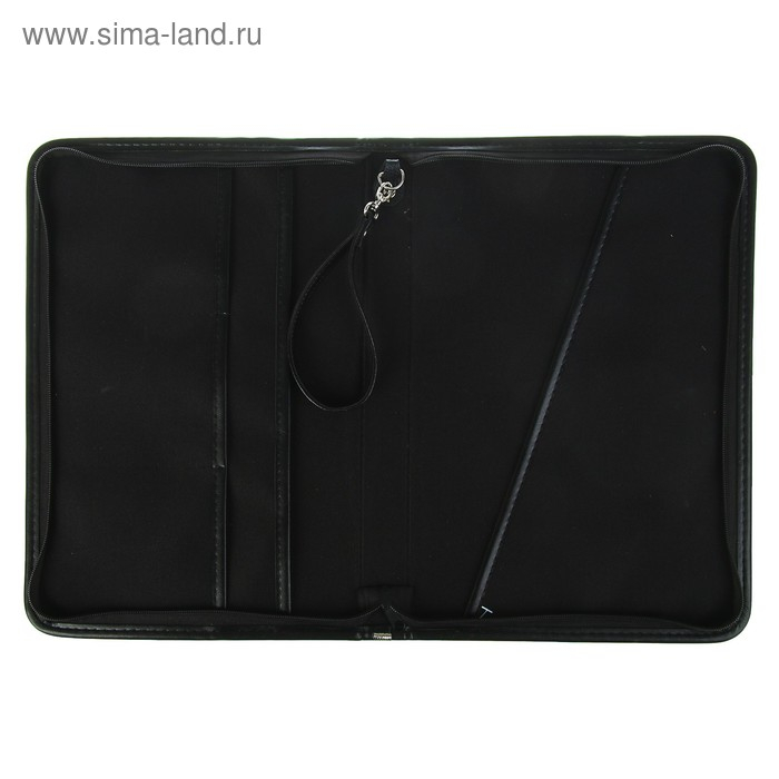 Пaпка деловая, искусственная кожа, для бумаг, 360 х 260 х 30 мм, 6Л331 "Лайт", ручка-петля, чёрная