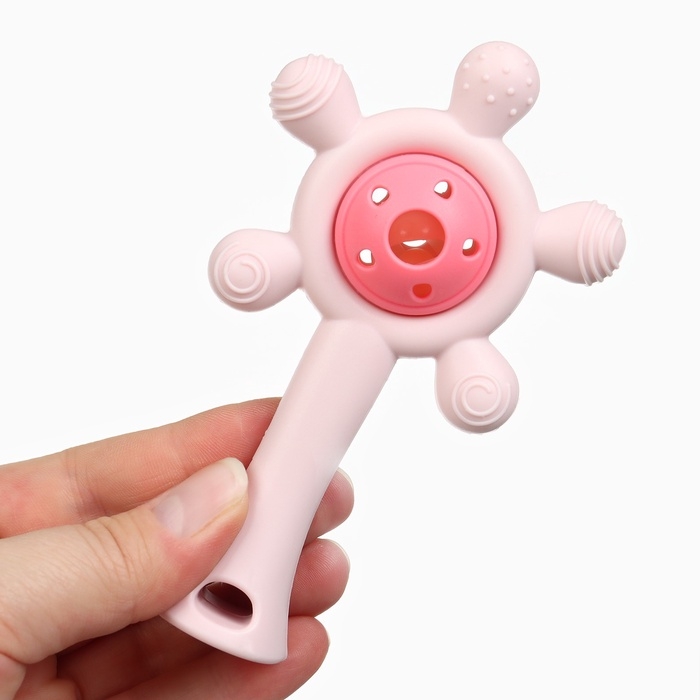 Прорезыватель силиконовый с погремушкой «Малыш», цвет розовый, Крошка Я Прорезыватель силиконовый с погремушкой «Малыш», цвет розовый, Крошка Я