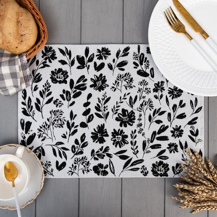 Салфетка Салфетка "Этель" Flowers black 30х45 см вид 2, 100% пэ, 370 г/м2
