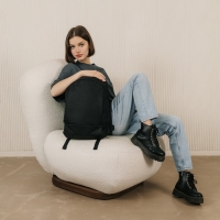 Рюкзак школьный текстильный 46х30х10 см, вертикальный карман, цвет чёрный