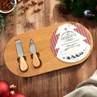 Новый год. Набор для подачи сыра &laquo;Счастливого Нового года&raquo;, 18 х 36 см