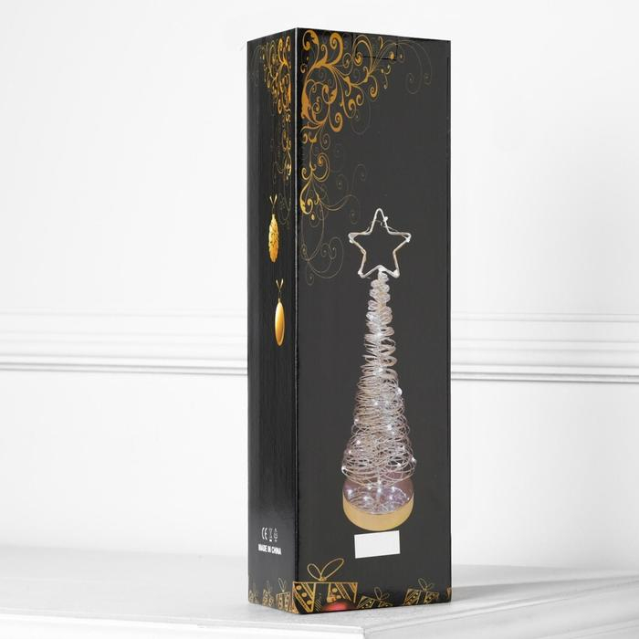 Светодиодная фигура &laquo;Ёлка плетёная&raquo; 8 &times; 30 &times; 8 см, металл, батарейки АААх3 (не в комплекте), свечение белое