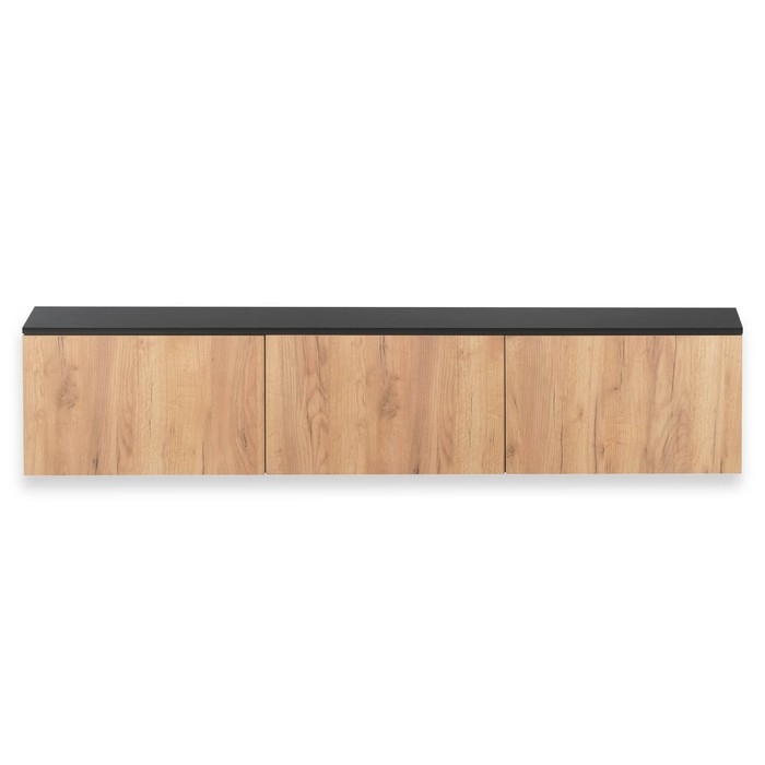 Тумба подвесная под ТВ 3, 1800х380х210, Черный/Дуб крафт золотой