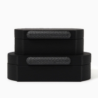 Шкатулка для украшений &laquo;Чёрный узор&raquo; экокожа, набор 2 шт.