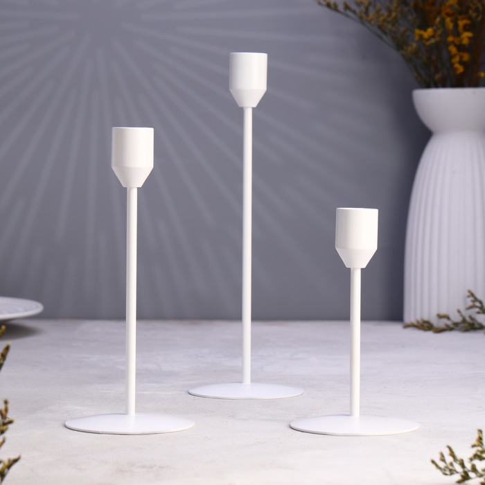 Набор подсвечников Набор подсвечников "Трио" 8х24; 8х19; 8х14см, белый
