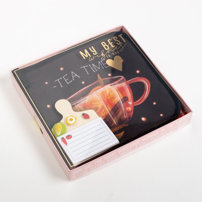 Набор подарочный "Время для чая" полотенце 40х73см, прихватка 19х19см, магнит 11х7см